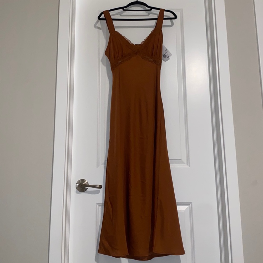 Forever 21 chestnut brown silk dress